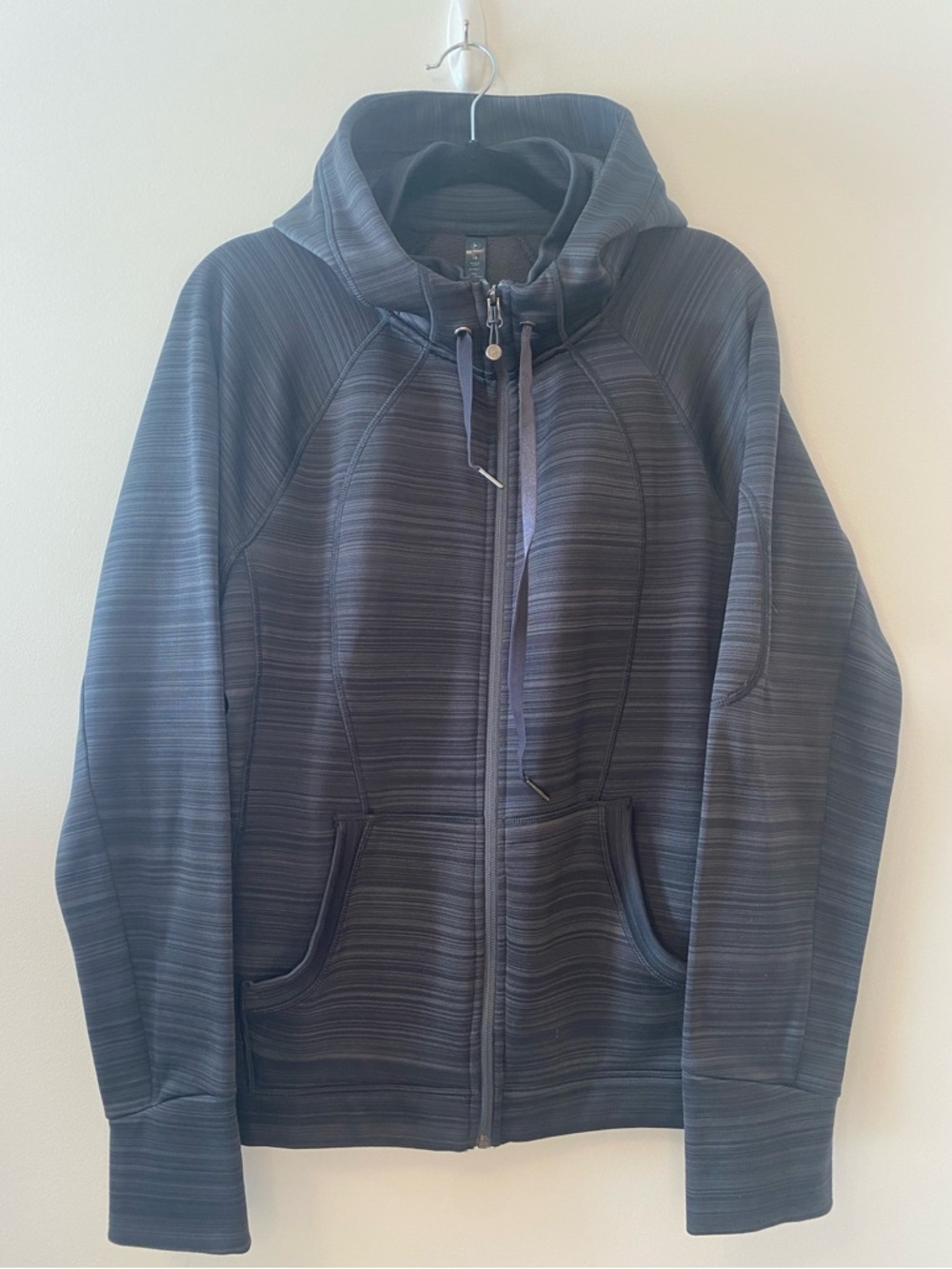 Striped Hooded Zip-Up Jacket in Black